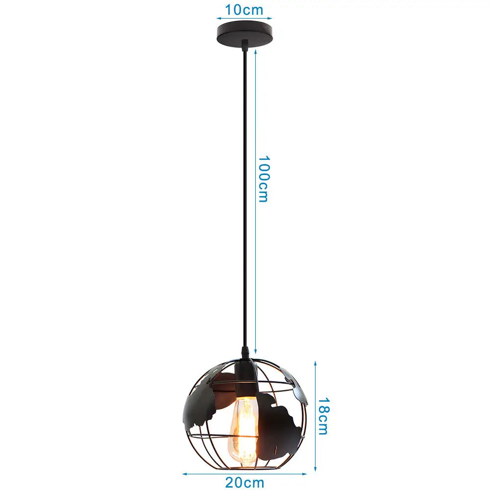 metal pendant lamp globe lampshade modern industrial style - vue 14 sur 14