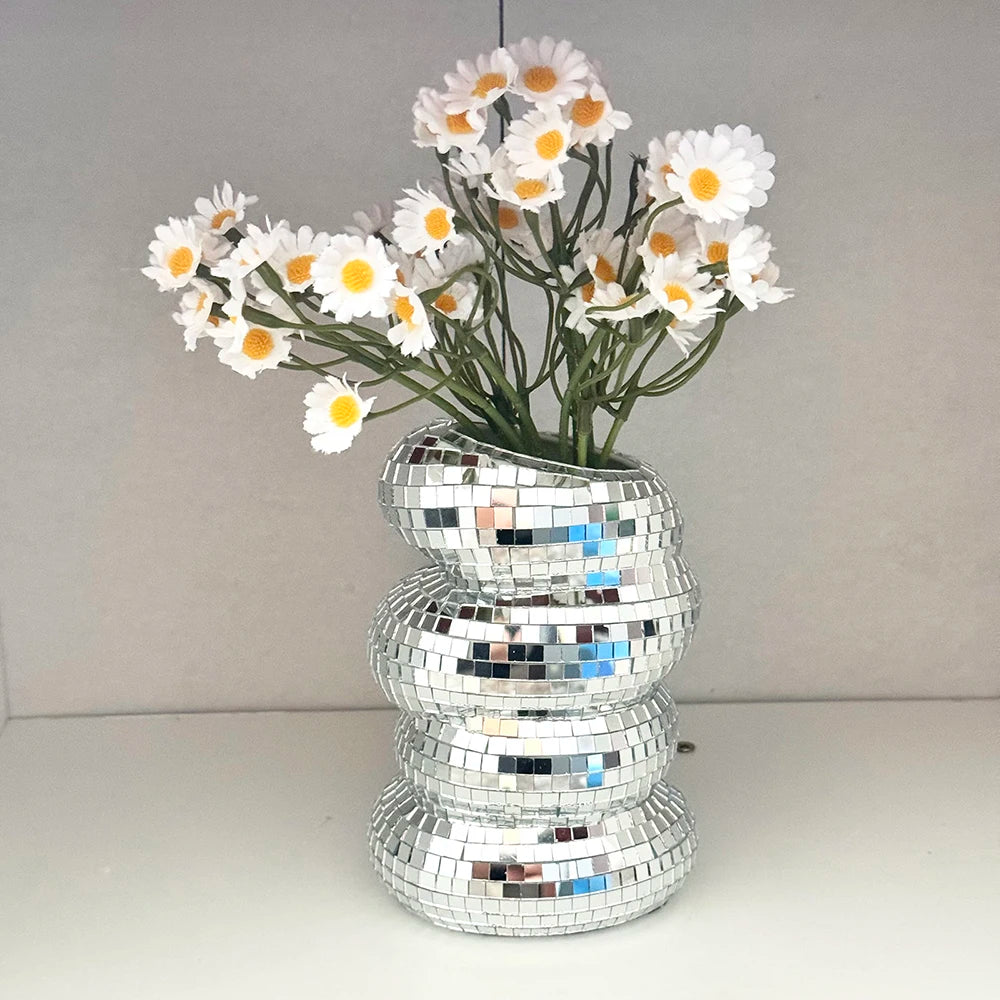 spiral vase disco ball modern decoration for flowers - vue 6 sur 7