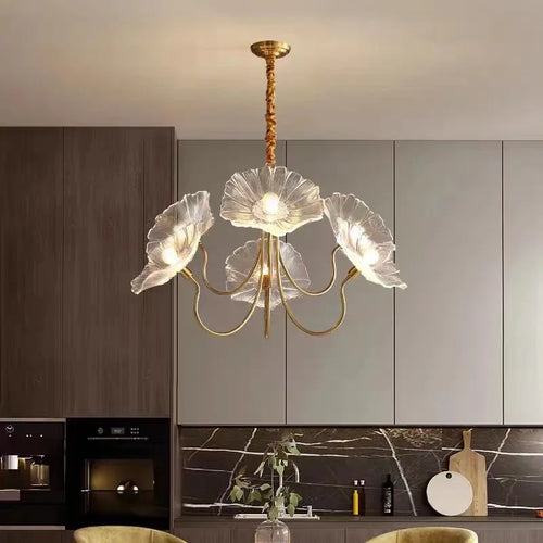 Modern lightweight chandelier with simple creative floral design - vue 3 sur 14