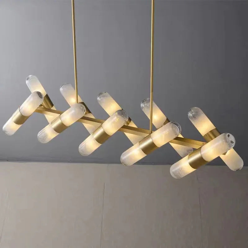 Modern Italian minimalist LED copper chandelier for bar or café