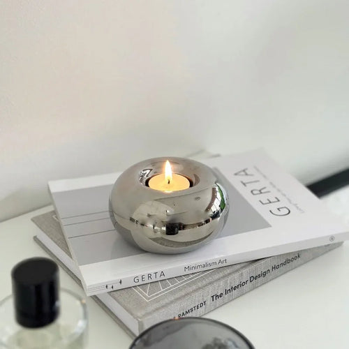 modern silver ceramic chandelier with decorative candles - vue 2 sur 8