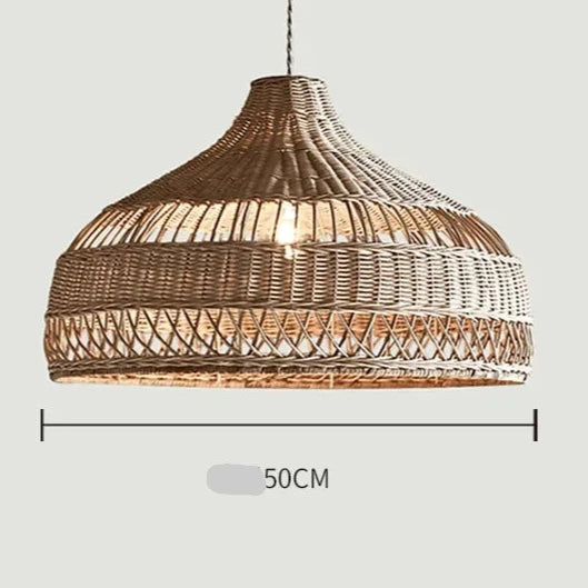 Rattan pendant chandelier with lampshade for hanging lighting - vue 2 sur 17