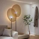 Wabi sabi woven rattan wall light for Japanese decor