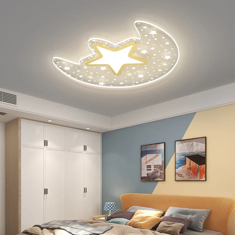 Romantic moon and starry sky ceiling light for children