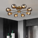 Clear and smoked grey glass LED ball chandelier