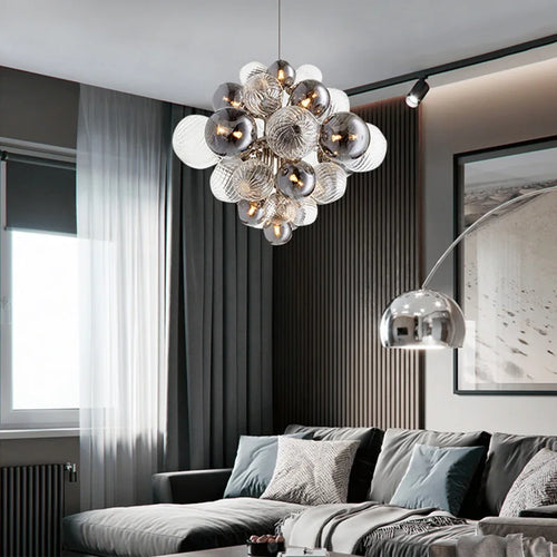 Nordic creative iron and glass bubble luxury chandelier - vue 5 sur 10