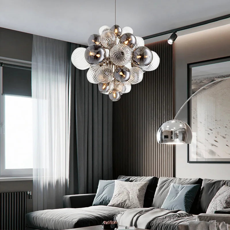 Nordic creative iron and glass bubble luxury chandelier - vue 5 sur 10