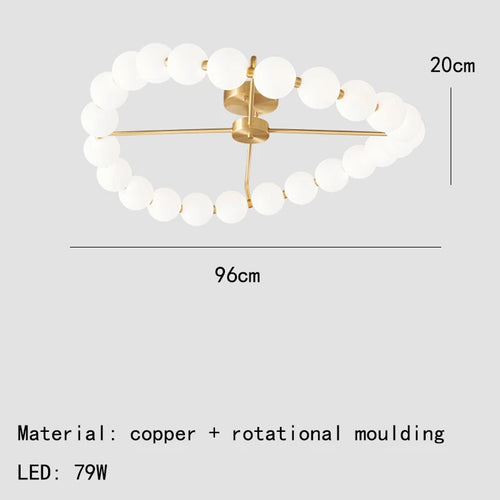 LED chandelier with copper ring and acrylic globe - vue 10 sur 10