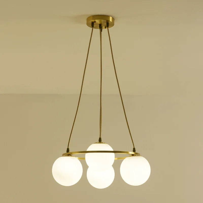 Nordic design chandelier with 4 glass and copper bulbs