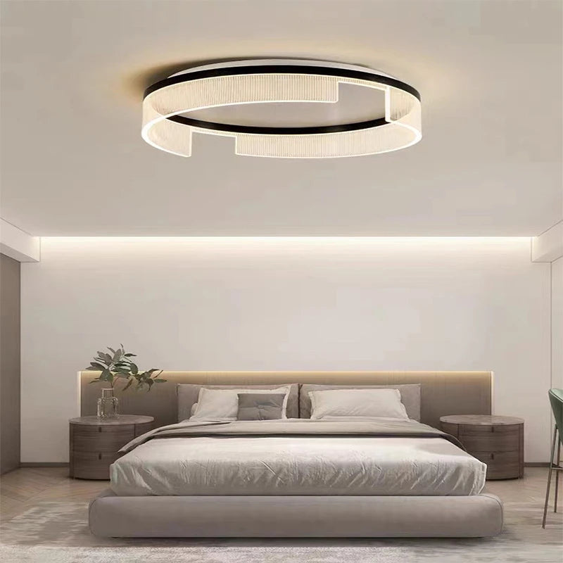 Modern round LED ceiling light in metal and acrylic for indoors