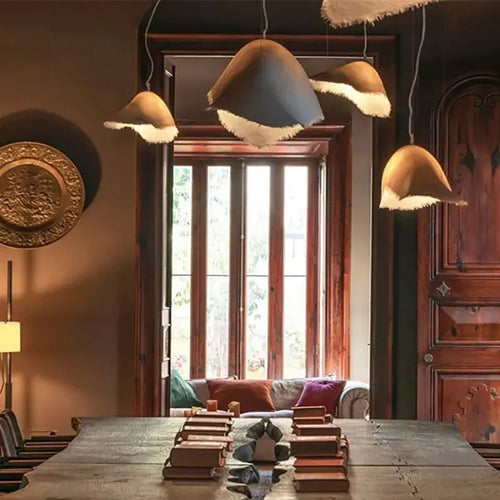 Wabi sabi Scandinavian Japanese pendant light for interior decor - vue 5 sur 8