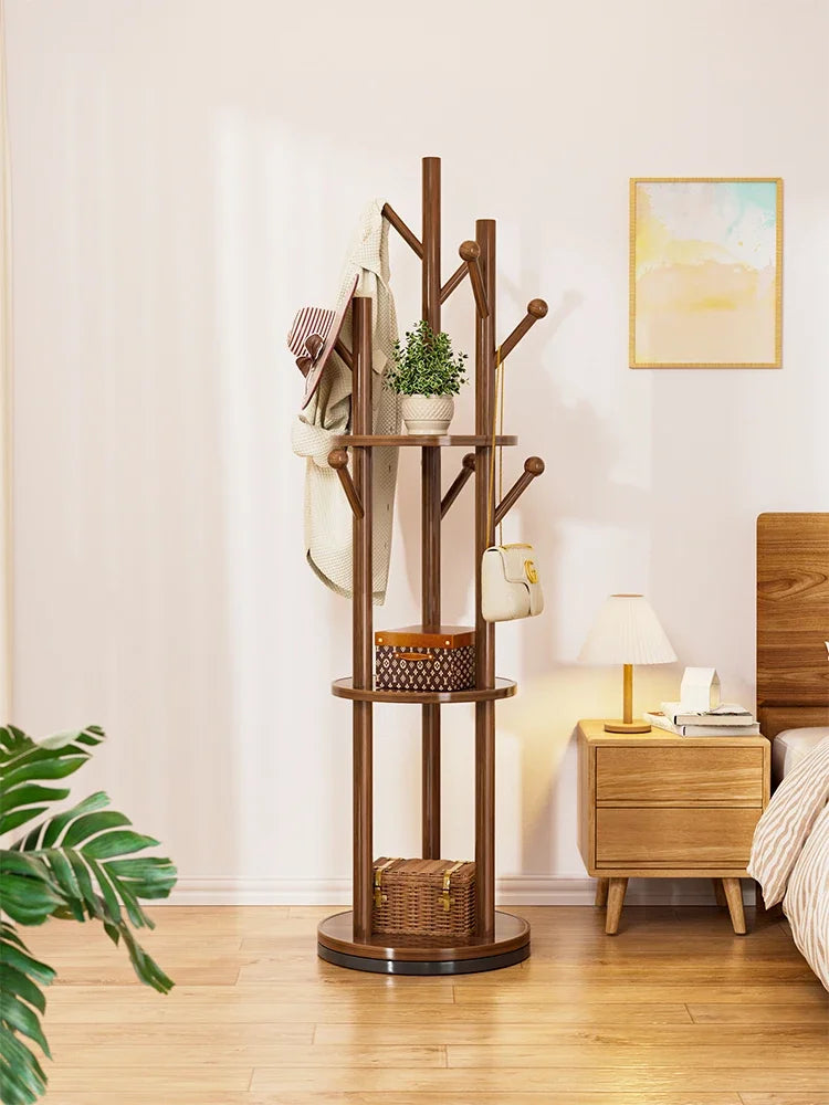 wooden coat rack rotating clothes organizer