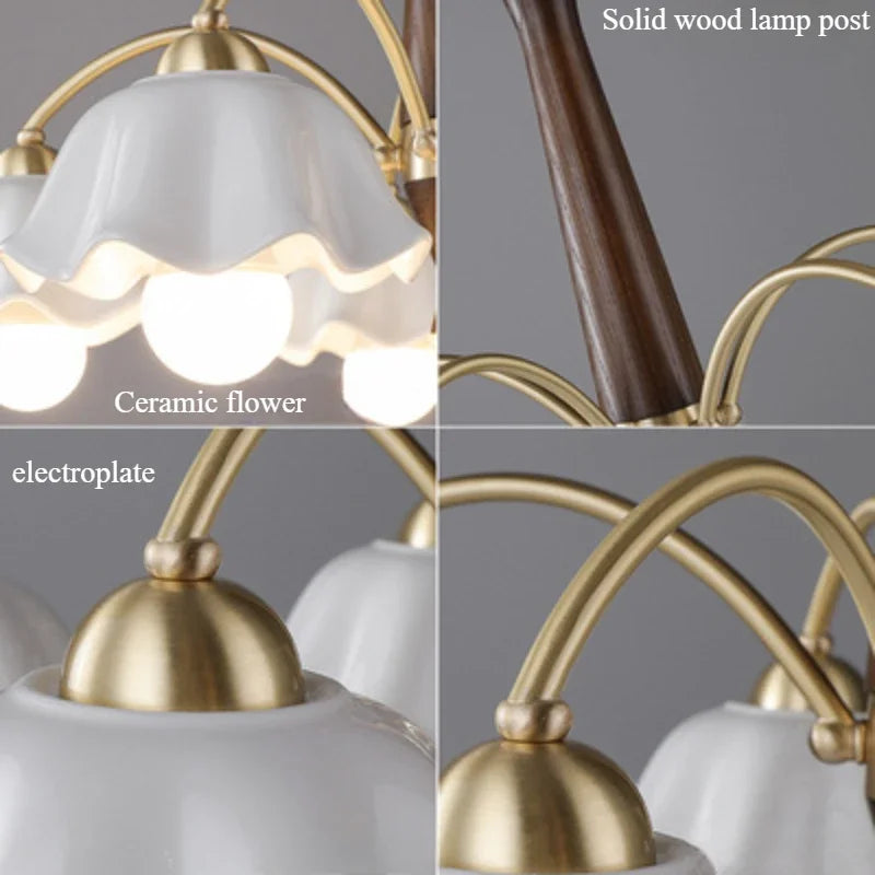 Modern ceramic flower chandelier for contemporary interiors - vue 6 sur 12