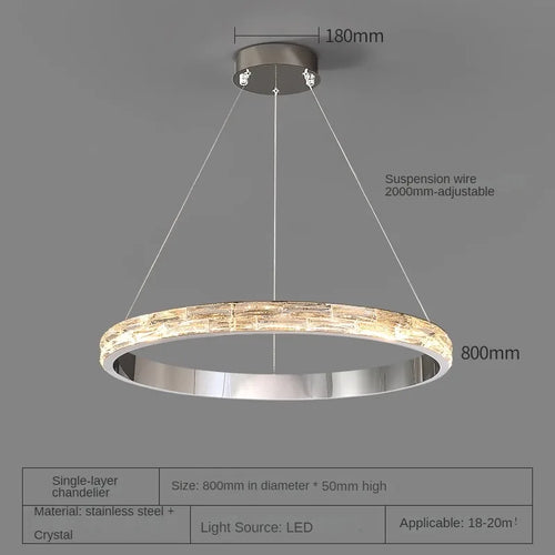 Luxurious modern stainless steel crystal pendant light - vue 10 sur 12