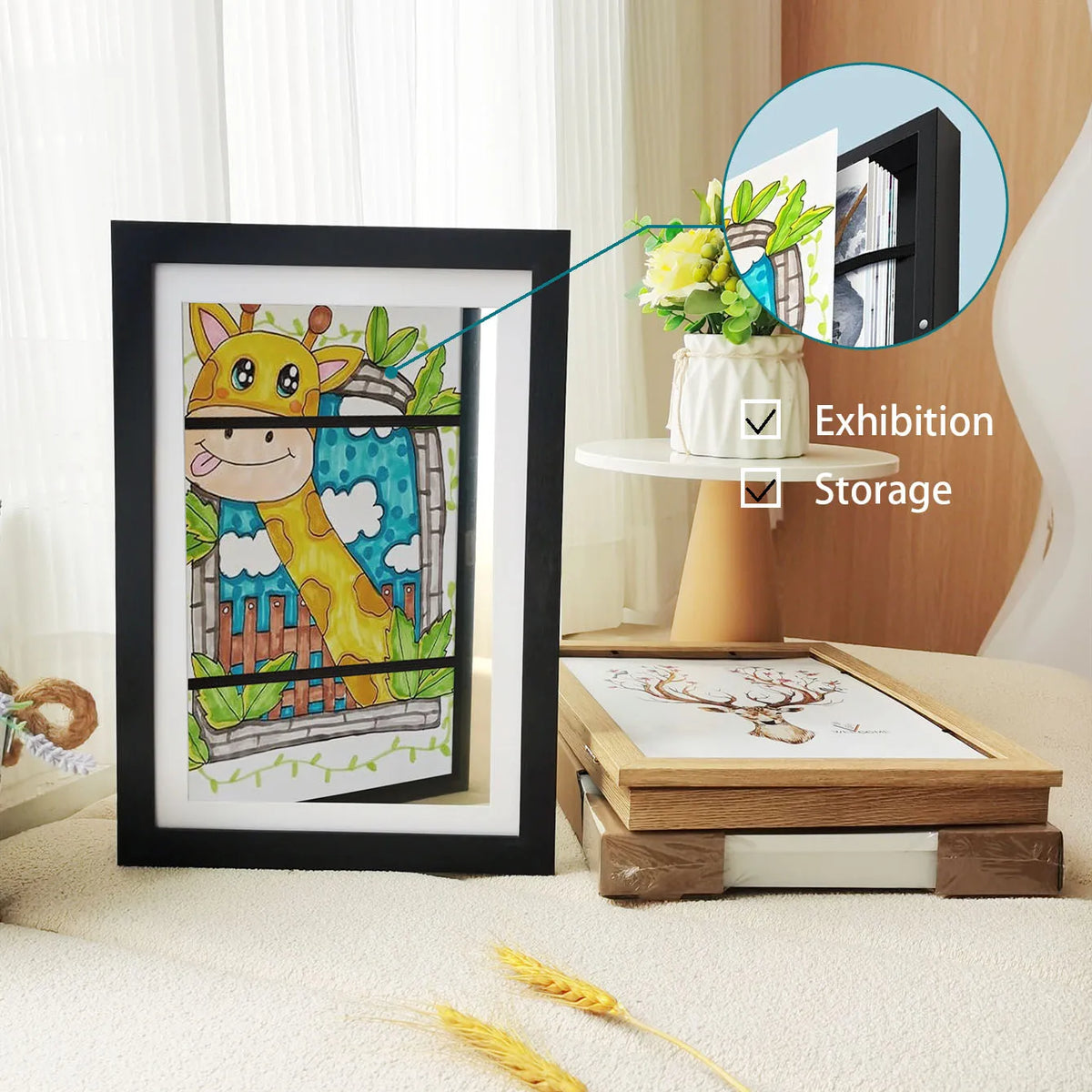 Magnetic art frames for children with interchangeable decorations