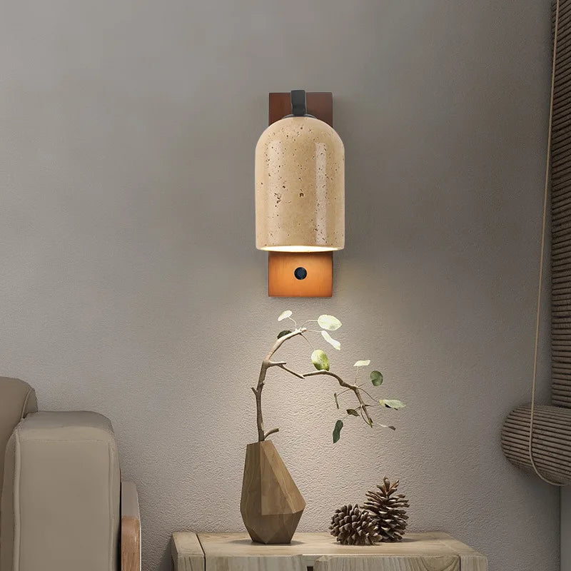 Natural stone LED wall light with switch for hotels