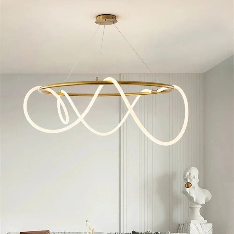 Nordic Modern Round Ceiling Chandelier For Living Room Restaurant Bedroom Hotel Home Decor Hanging Led Lamp Luster Lighting