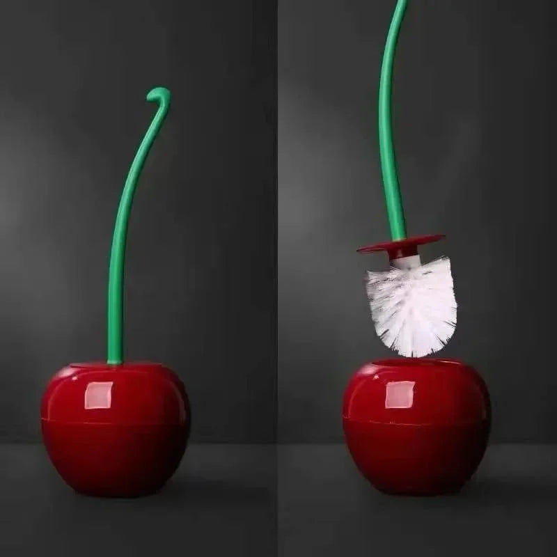 Cherry toilet brush with long handle and creative holder