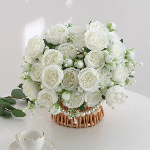 Artificial peony bouquet for indoor floral decoration - vue 5 sur 17