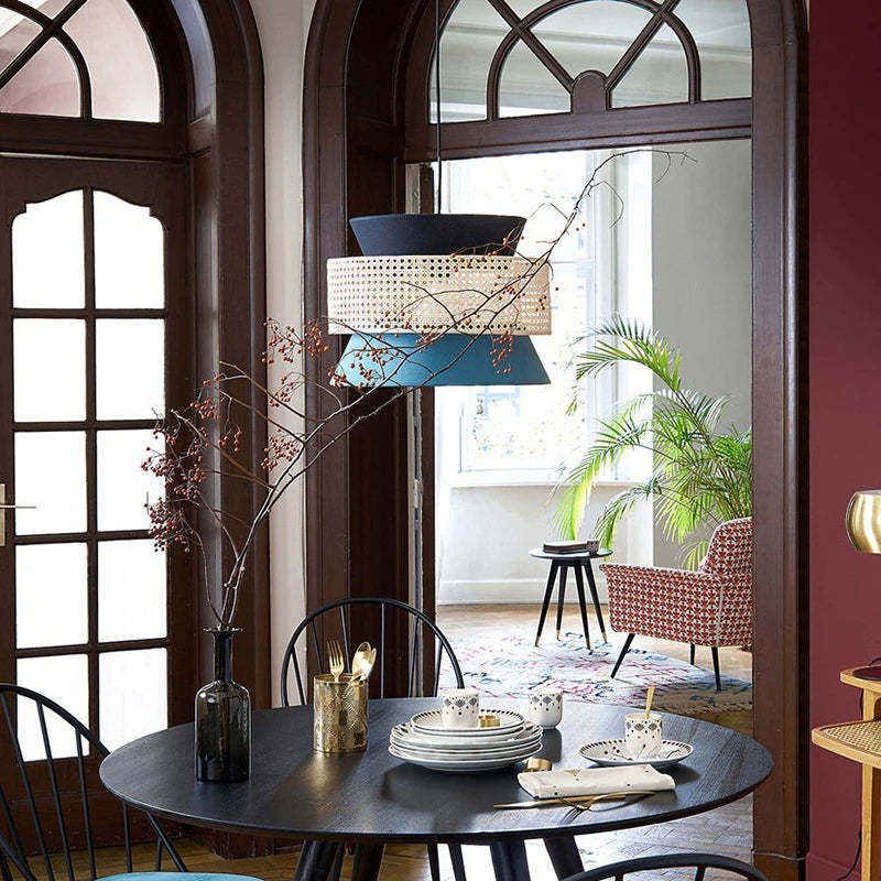 Handwoven nordic rattan pendant light - vue 6 sur 21