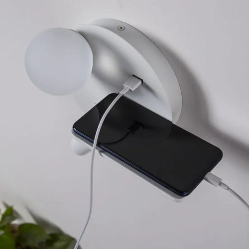 led wall light with usb charging for mobile phone - vue 5 sur 10