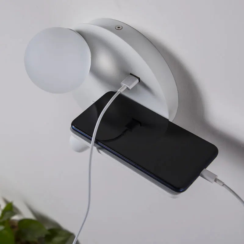 led wall light with usb charging for mobile phone - vue 4 sur 10