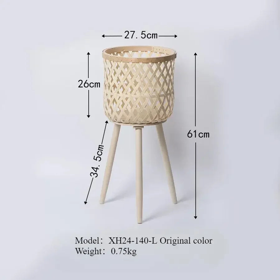 Nordic rattan tall woven wicker flower stand