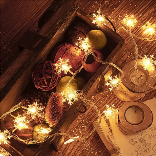 Snowflake LED light garland for Christmas decoration - vue 3 sur 8