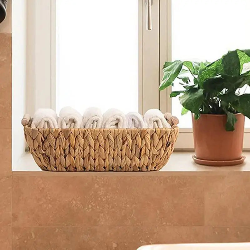 water hyacinth basket for storing food and snacks