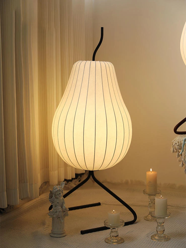 Wabi sabi Japanese style silk floor lamp interior decor - vue 3 sur 8