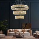 Luxurious round crystal LED chandelier with multiple ring design