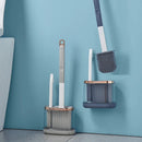 Toilet brush set with wall-mounted holder for bathroom