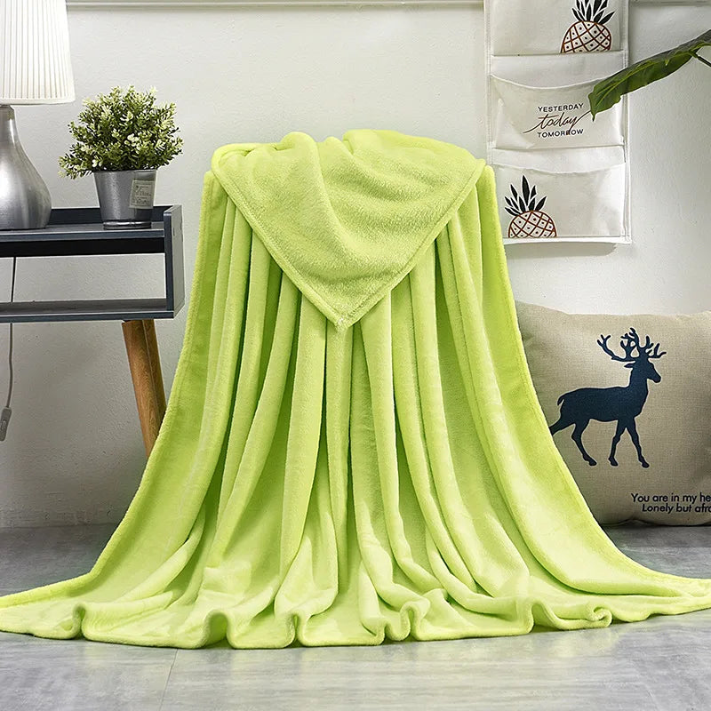 Soft warm coral fleece flannel throw for sofa or bed