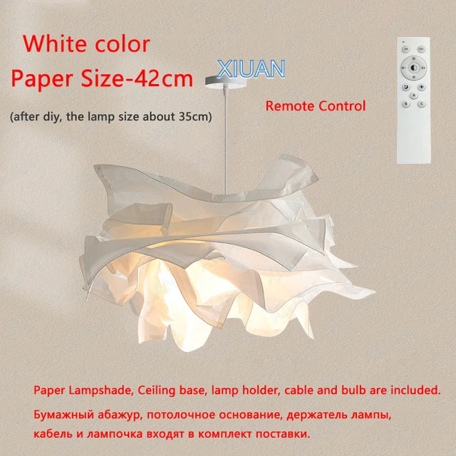 Minimalist paper LED chandelier for DIY indoor lighting - vue 9 sur 12
