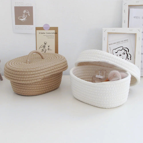Oval cotton rope baskets for storage and organization - vue 2 sur 18