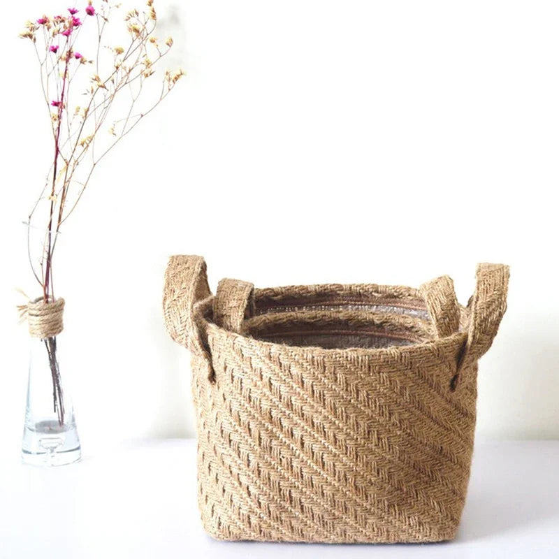 multifunctional woven burlap storage basket
