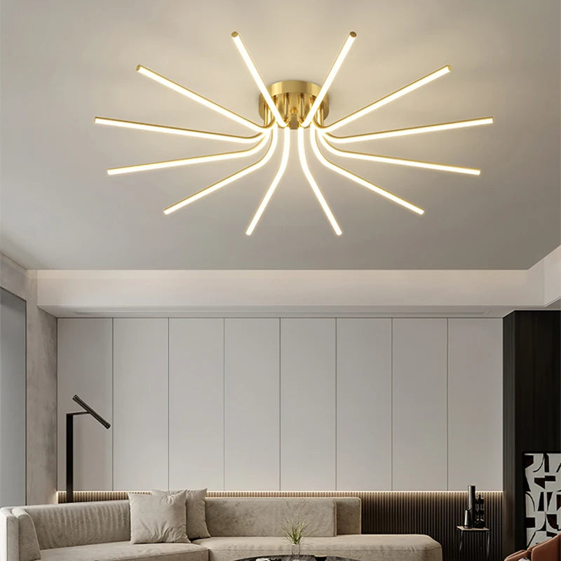 Modern copper LED ceiling light - vue 4 sur 12