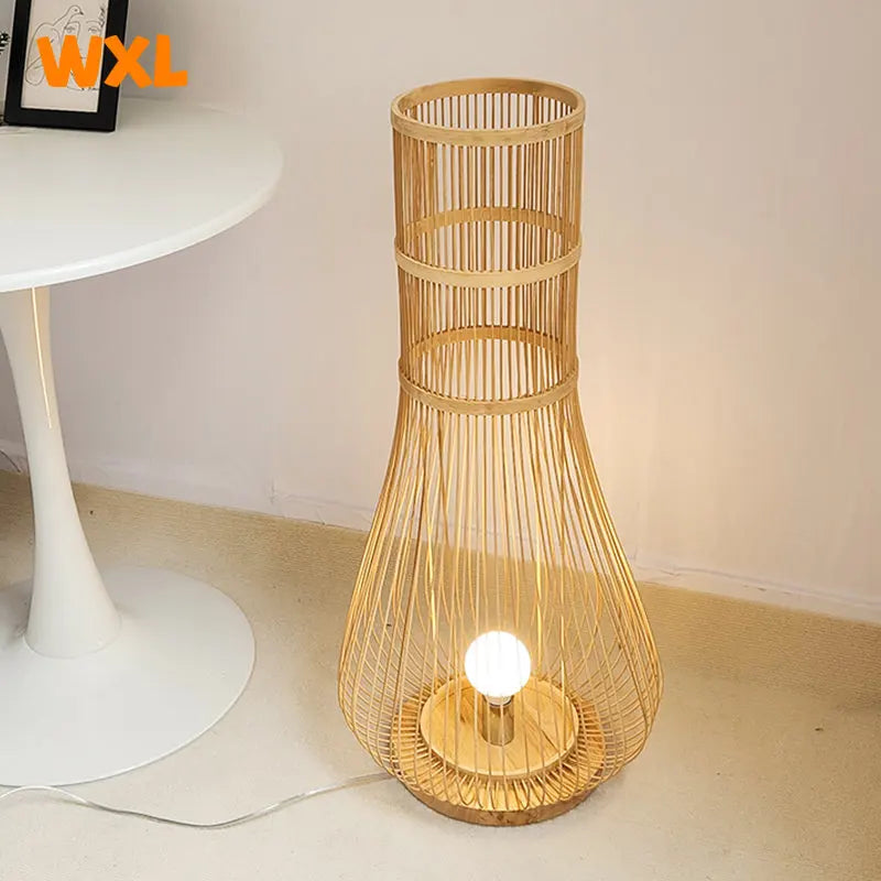 Asian bamboo floor lamp zen rustic decorative