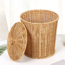 hand-woven laundry basket with lid and convenient opening