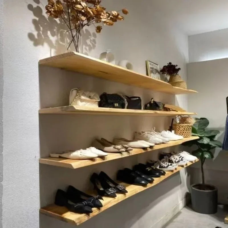 wooden floating shelf for interior decoration and organization
