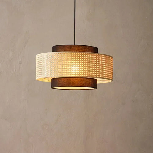 Retro woven rattan chandelier for interior decoration - vue 3 sur 9