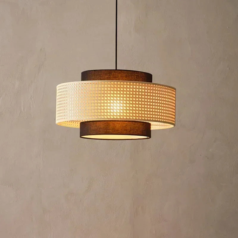 Retro woven rattan chandelier for interior decoration
