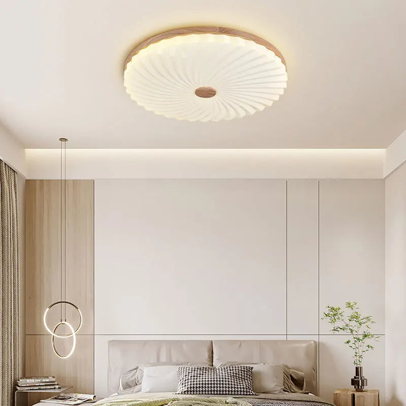 Wood and LED ceiling light for modern interior decor