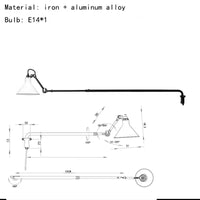 Long arm rotatable wall light for reading
