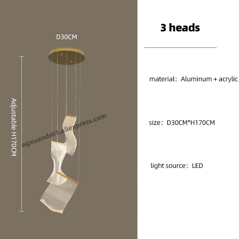 Modern LED pendant light profiled acrylic design