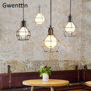 Iron cage pendant light for modern retro interior decor