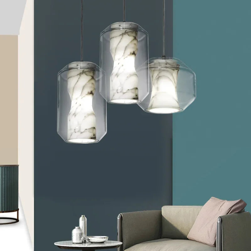 Natural glass pendant light nordic design for interior decor - vue 5 sur 8