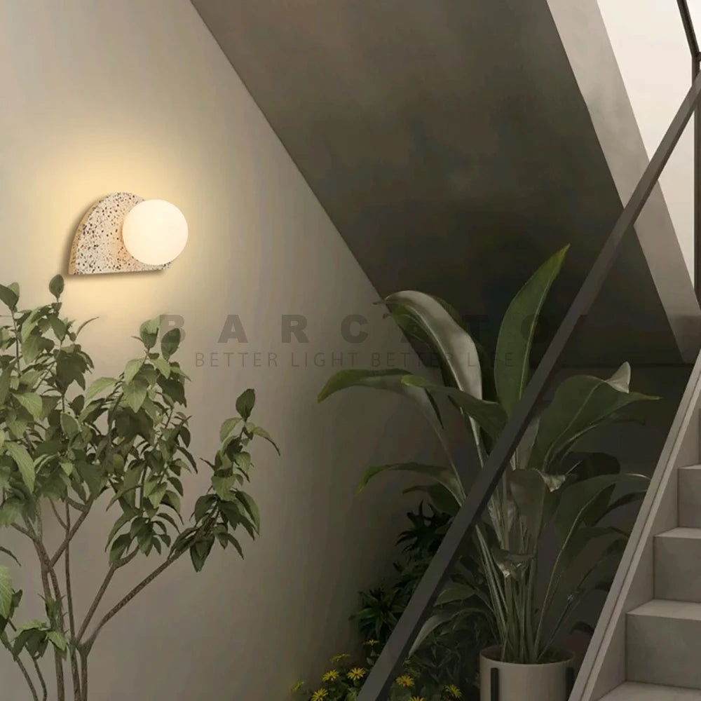 Japanese retro terrazzo LED wall light for homestay