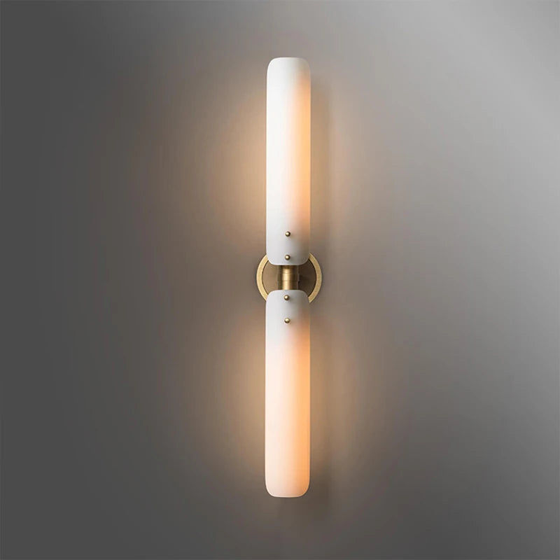 Art deco copper gold and white LED wall light for bedroom