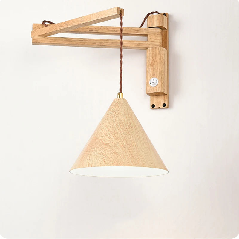 Vintage Japanese foldable wall light with LED switch